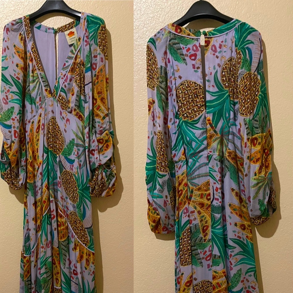 Pineapple printed long sleeve maxi dress